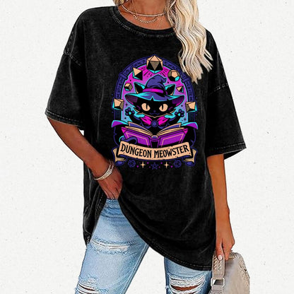 Feline Dungeon Keeper Meowster Vintage Distressed T-shirt