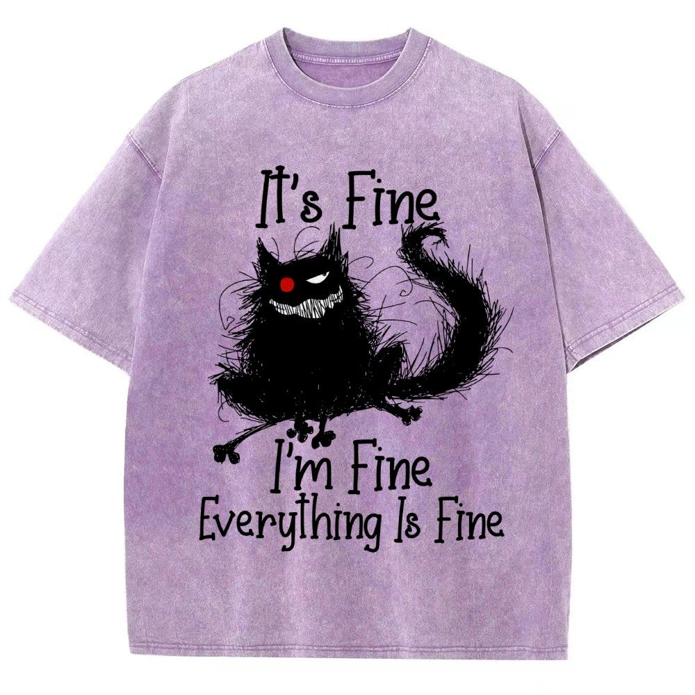 It's fine funny cat Vintage Distressed T-shirt