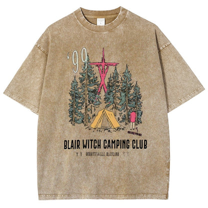 Witch Camping Vintage Distressed T-shirt