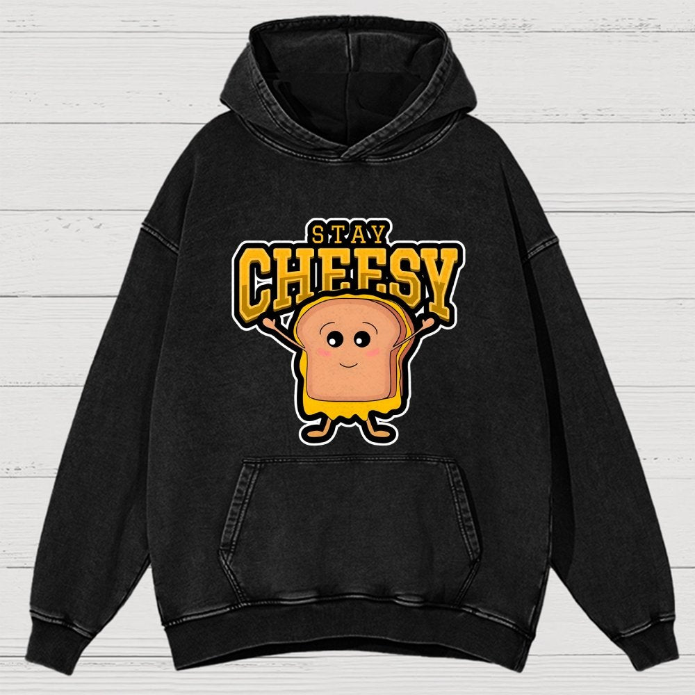 Sandwich Stay Cheesy Vintage Distressed Hoodie