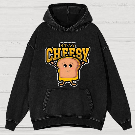 Sandwich Stay Cheesy Vintage Distressed Hoodie