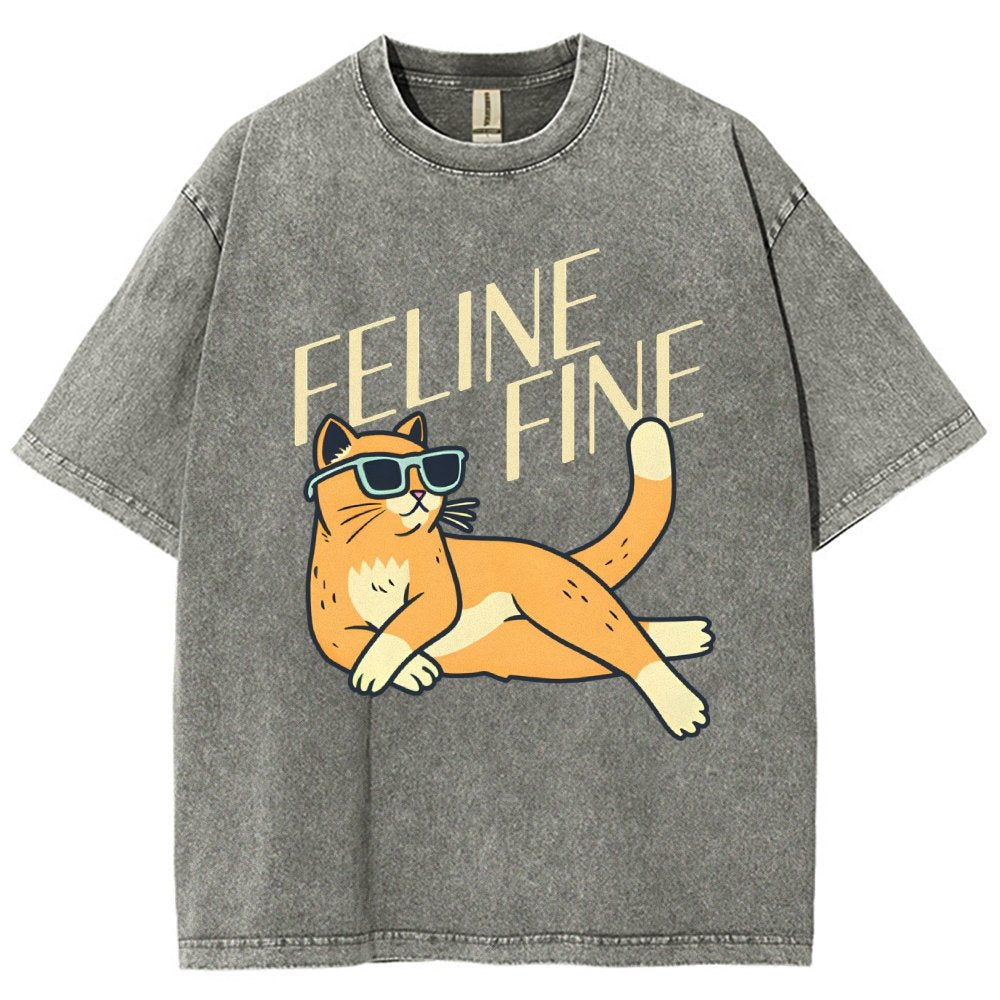 Feline Fine Vintage Distressed T-shirt
