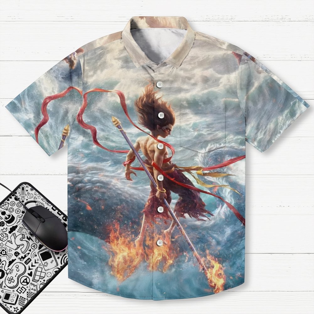 Nezha 2 Sci-Fi Animation Print Geek Hawaiian Shirt