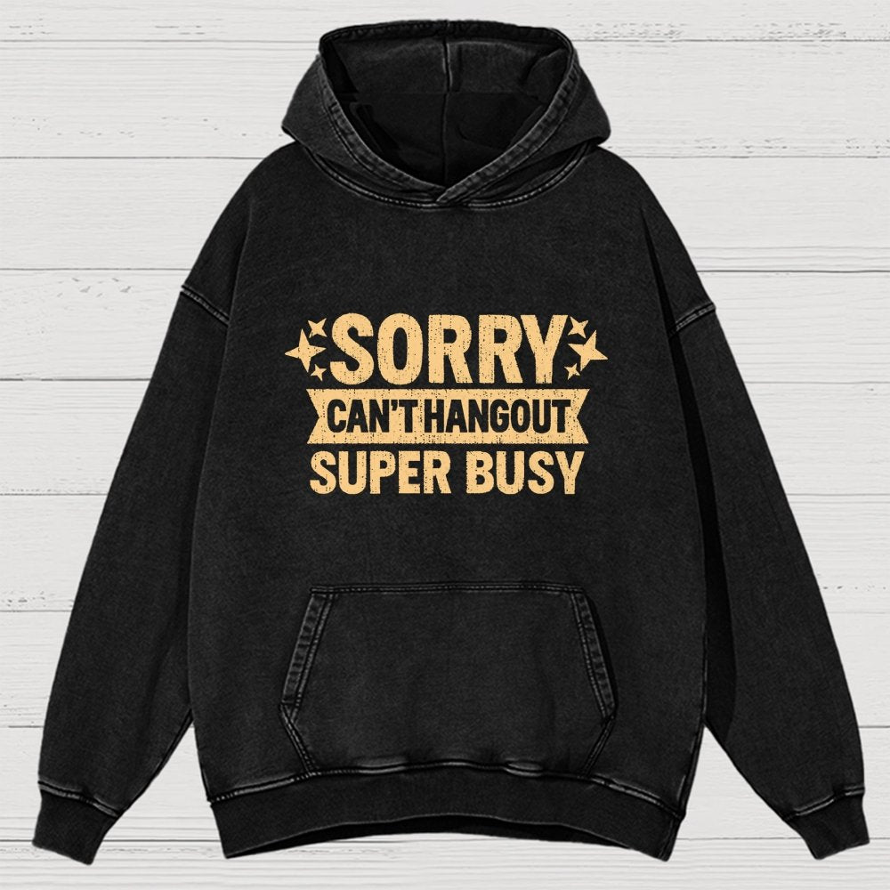 Sorry — Can’T Hang Out — Super Busy Vintage Distressed Hoodie