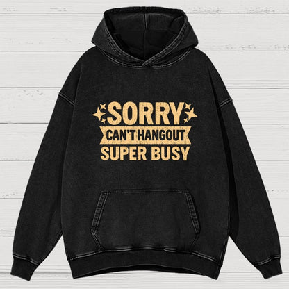 Sorry — Can’T Hang Out — Super Busy Vintage Distressed Hoodie