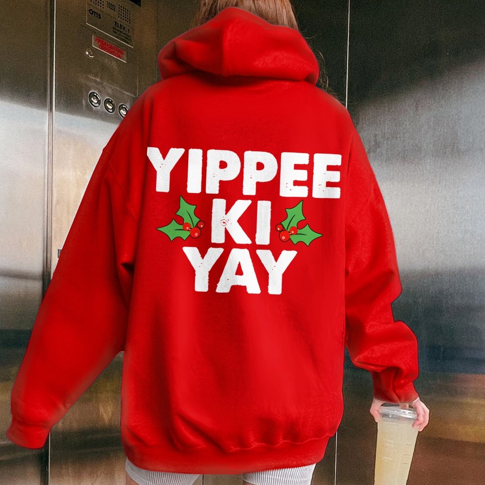 Yippee-Ki-Yay Printed Back Unisex Cotton Hoodie