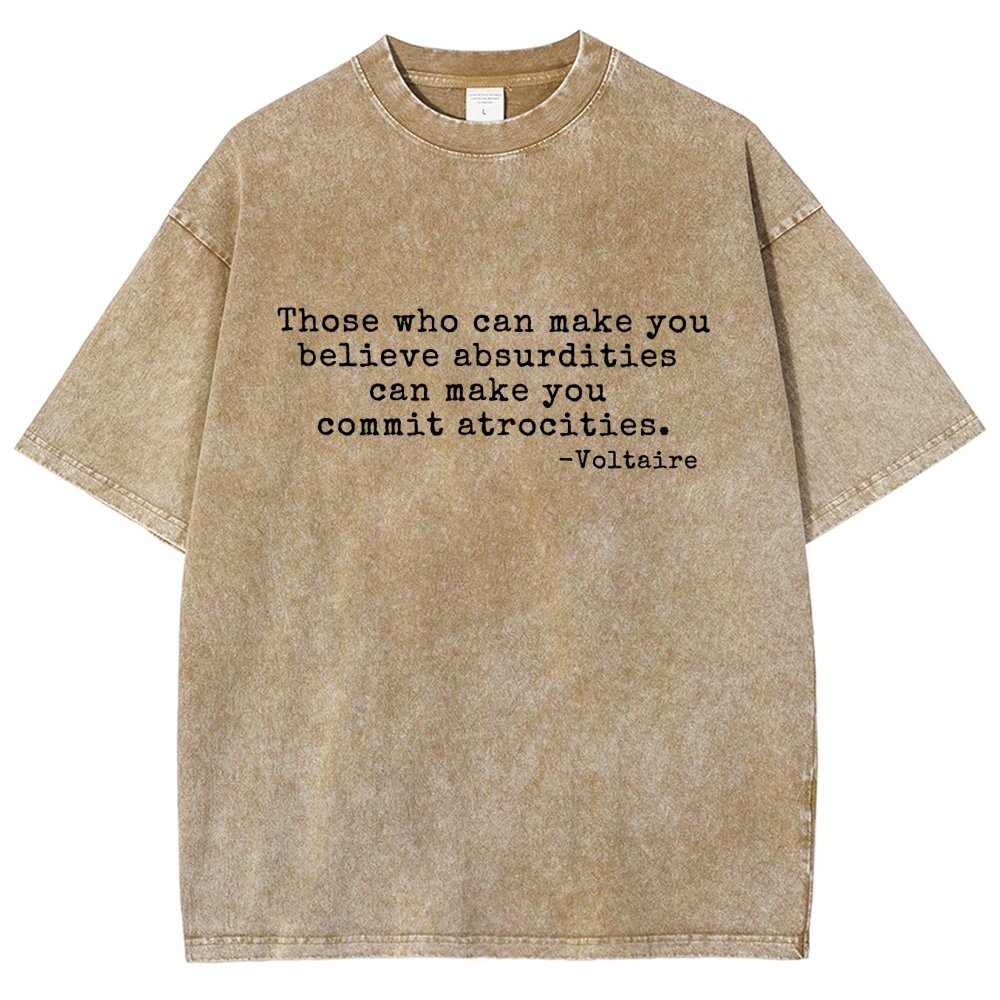 Voltaire Quote: Anti-Violence Politics Vintage Distressed T-shirt 2602000182