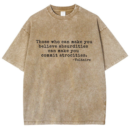 Voltaire Quote: Anti-Violence Politics Vintage Distressed T-shirt 2602000182