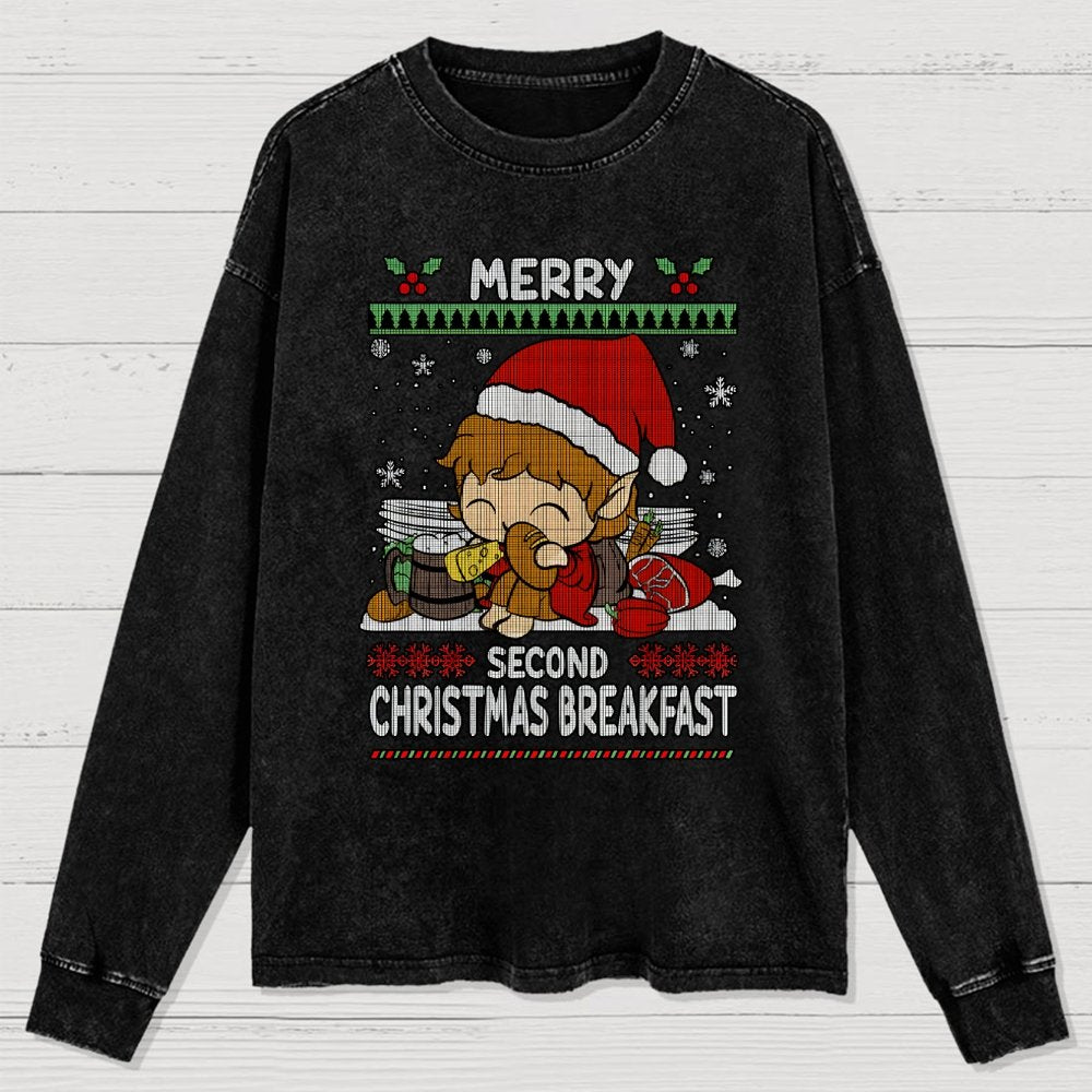 Extra breakfast Christmas Washed Long Sleeve Tee
