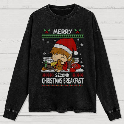 Extra breakfast Christmas Washed Long Sleeve Tee