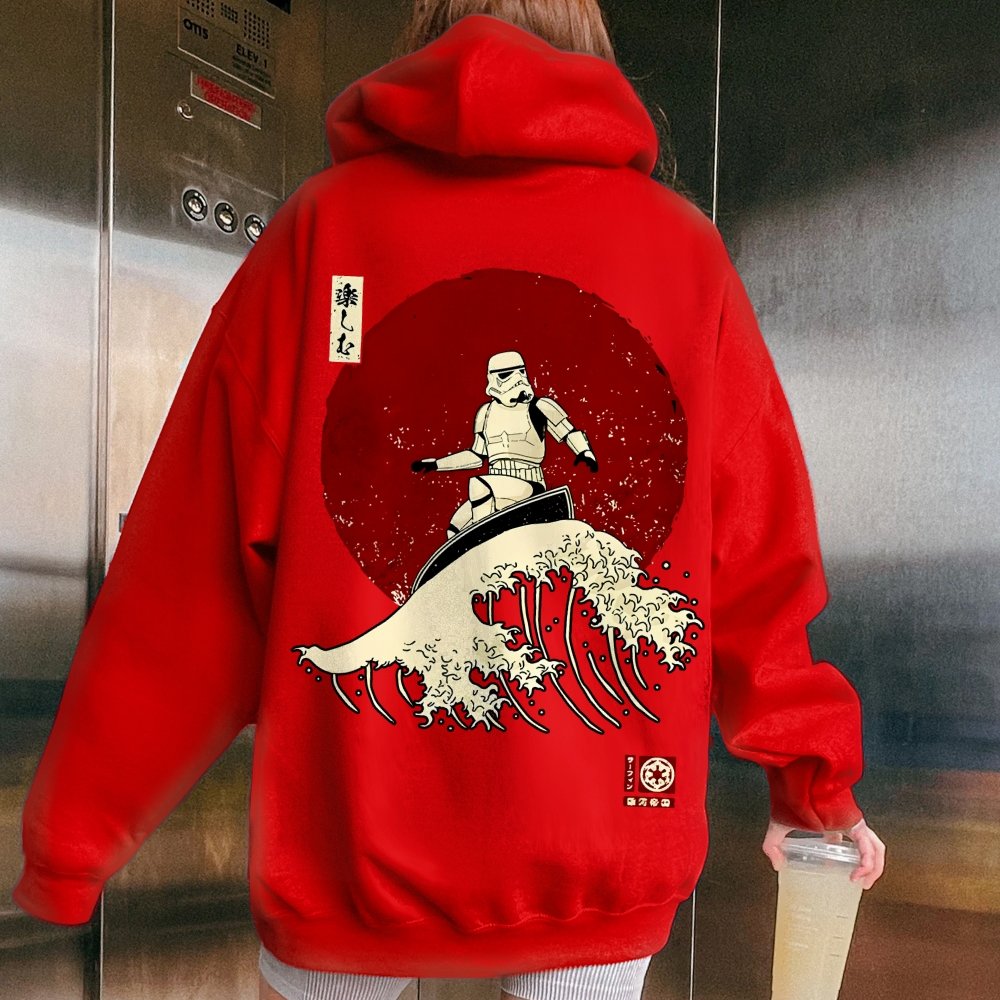 Cosmic Wave Printed Back Unisex Cotton Hoodie