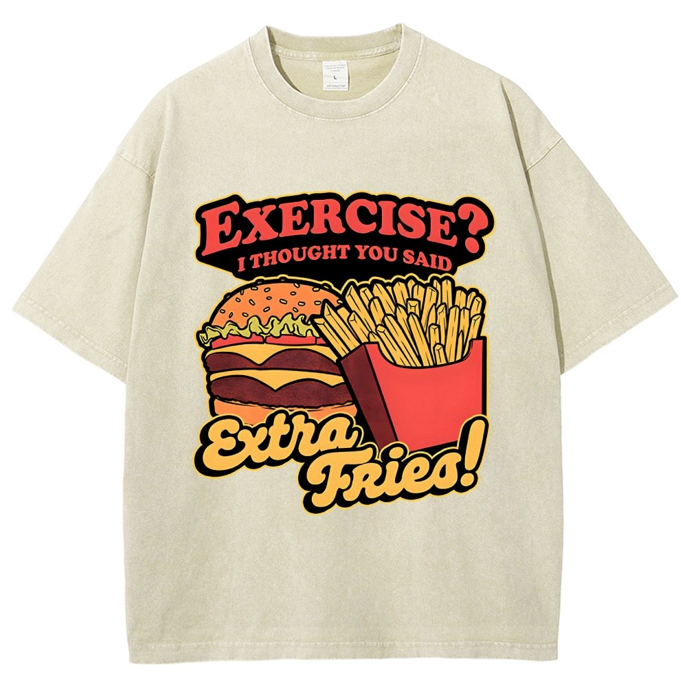 Burger Fries Exercise Vintage Distressed T-shirt