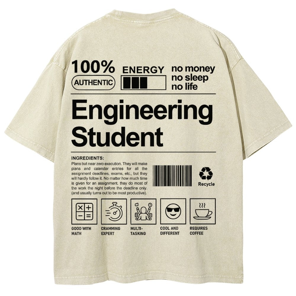 Engineering Student Unisex Fit Washed T-Shirt