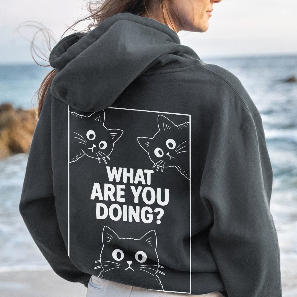 What Are You Doing Printed Back Unisex Cotton Hoodie