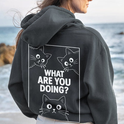 What Are You Doing Printed Back Unisex Cotton Hoodie
