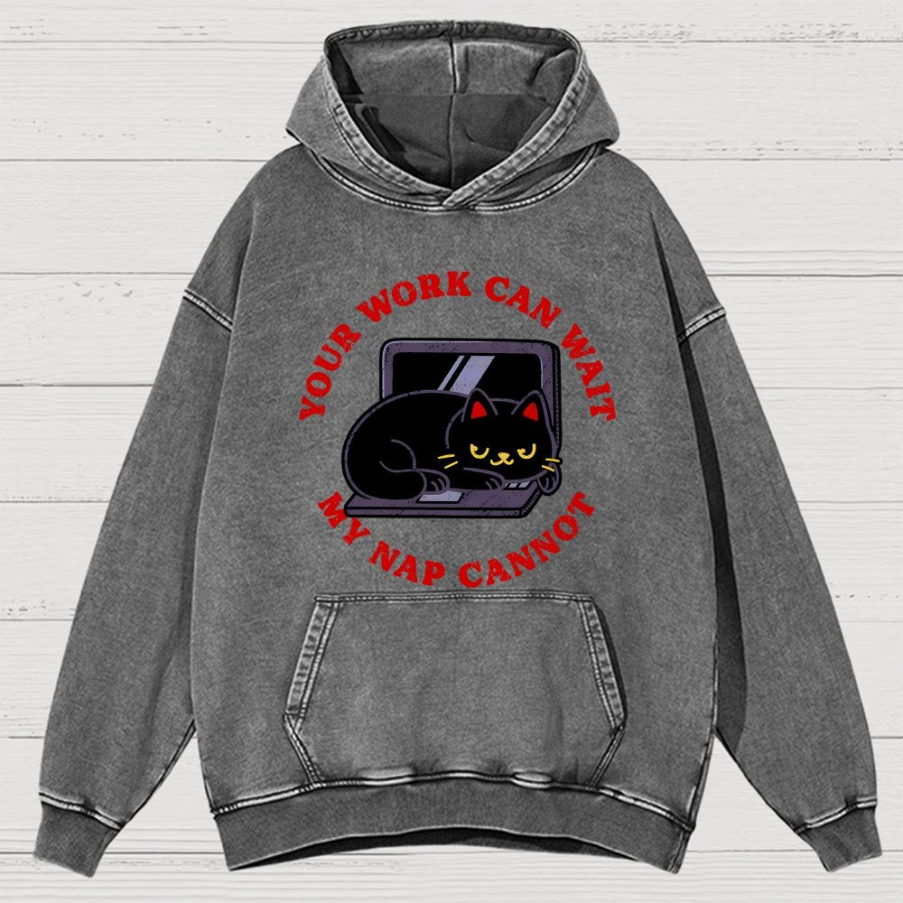 Work Can Wait Nap Cannot Vintage Distressed Hoodie