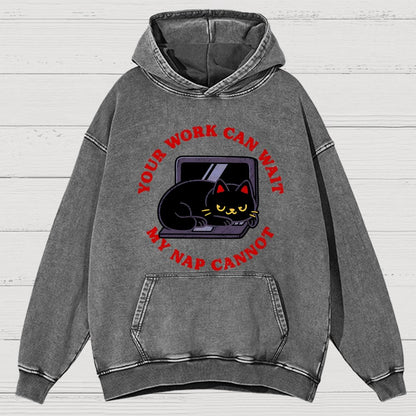 Work Can Wait Nap Cannot Vintage Distressed Hoodie