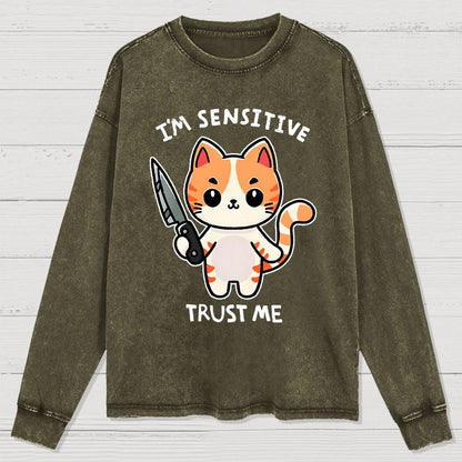 I'm sensitive Washed Long Sleeve Tee