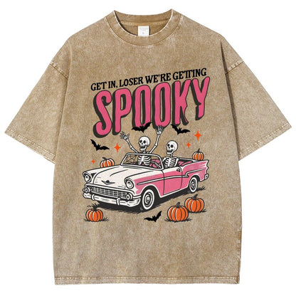 Get In Loser We're Getting Spooky Halloween Vintage Distressed T-shirt