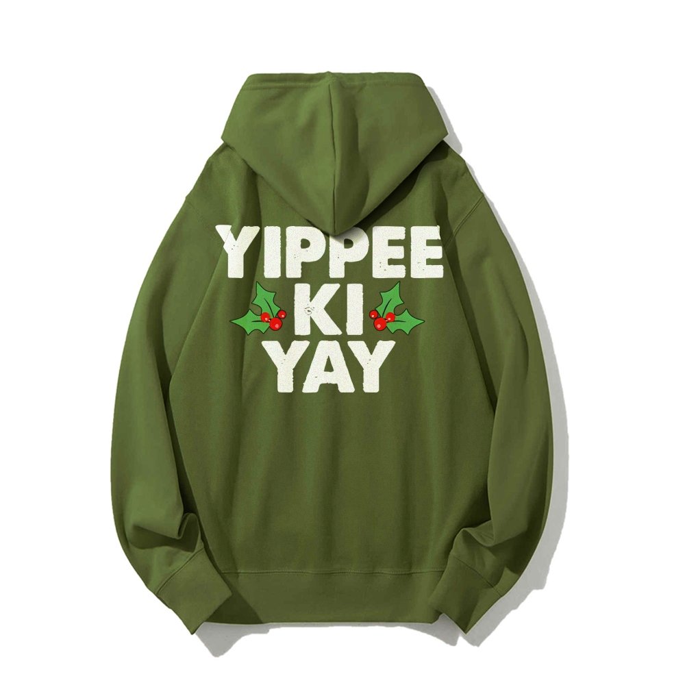 Yippee-Ki-Yay Printed Back Unisex Cotton Hoodie