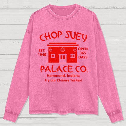 Christmas Story Mysterious Eatery Washed Long Sleeve Tee