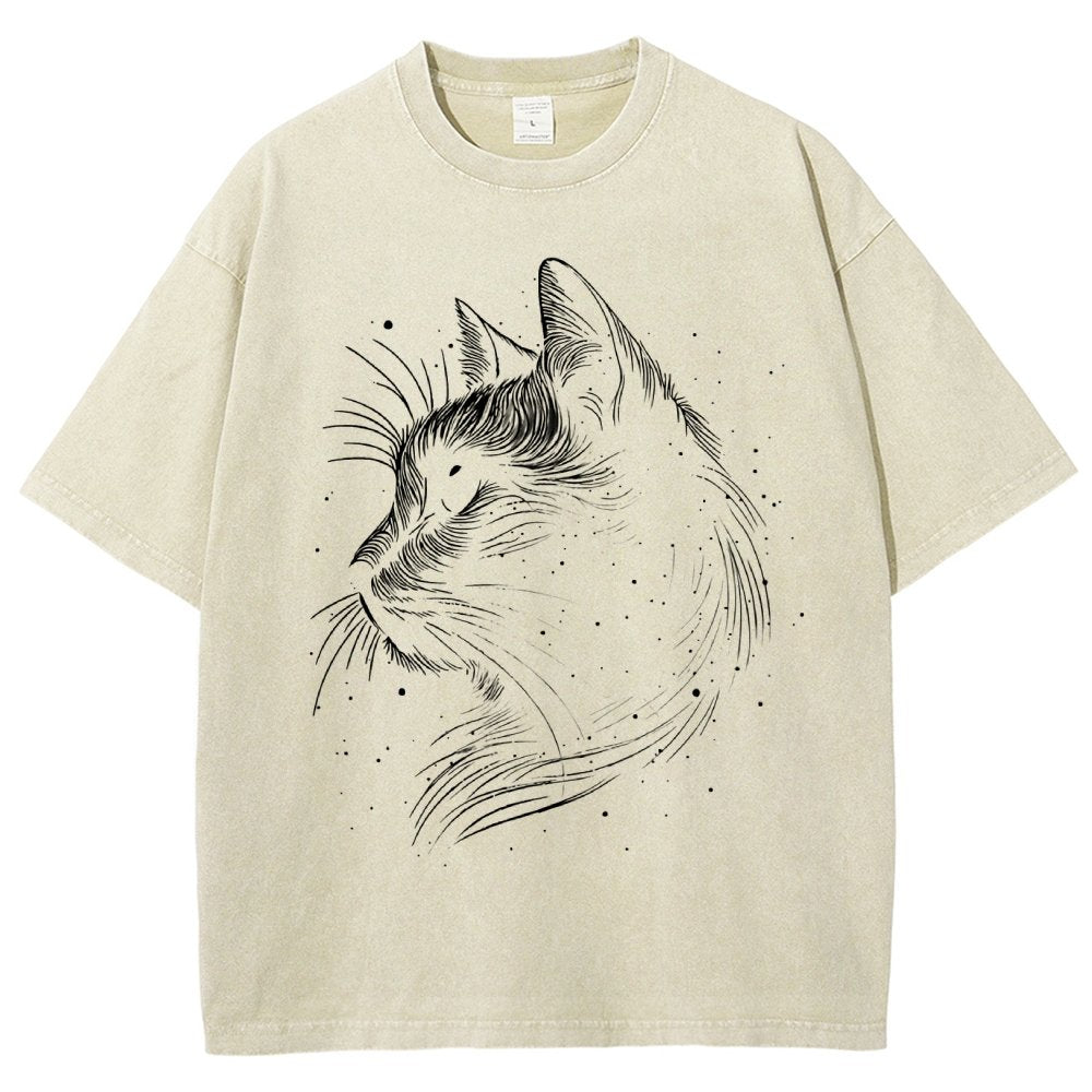 Space cat Vintage Distressed T-shirt
