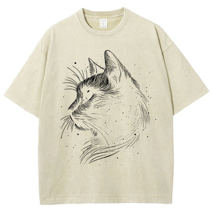 Space cat Vintage Distressed T-shirt