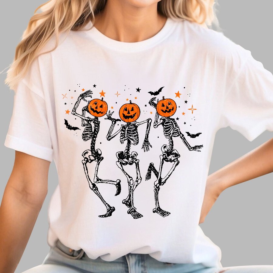 Dancing Skeleton Pumpkin Geeky T-Shirt