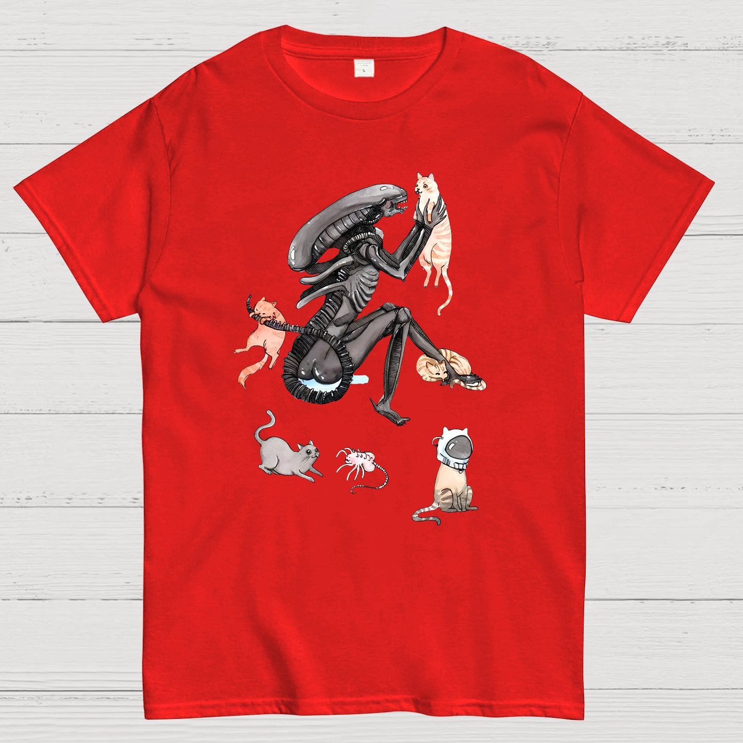 Funny Alien And Cat Geek T-Shirt