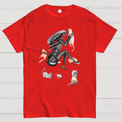 Funny Alien And Cat Geek T-Shirt