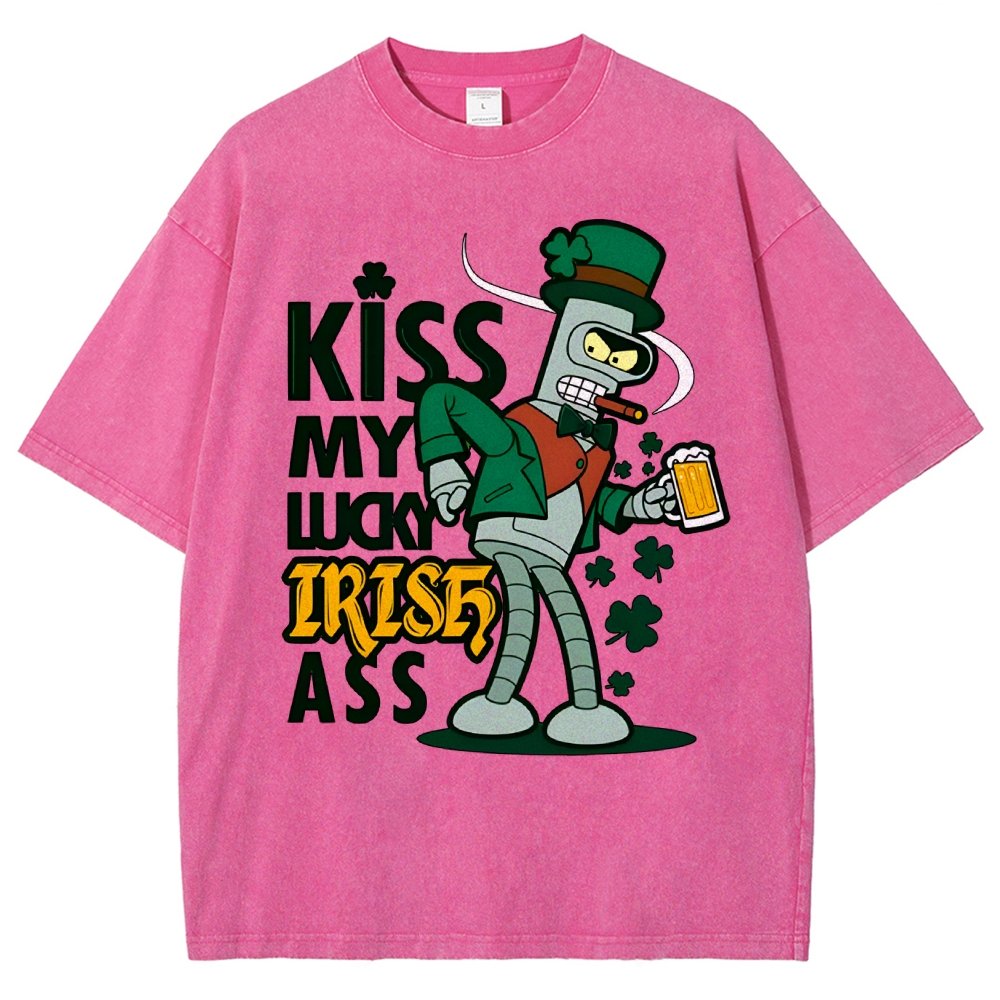 Kiss my Lucky Irish-St. Patrick's Day Vintage Distressed T-shirt