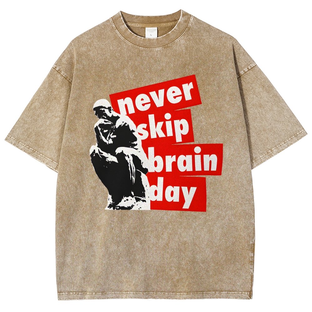 Never Skip Brain Day Vintage Distressed T-shirt