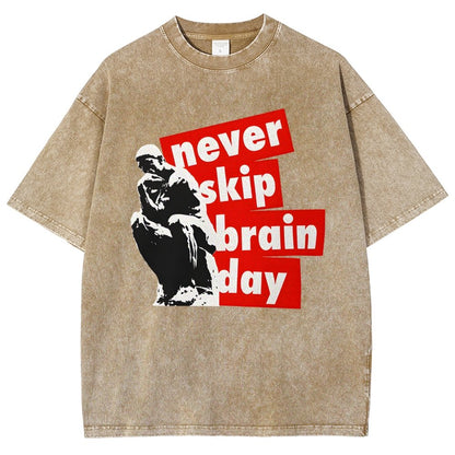 Never Skip Brain Day Vintage Distressed T-shirt