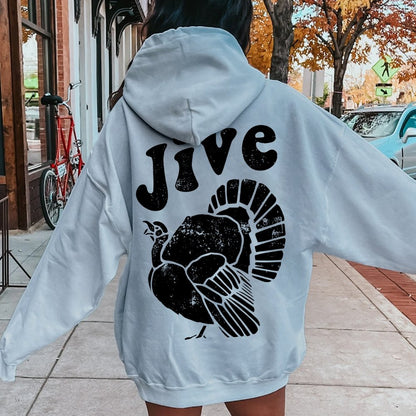 Jive Turkey Printed Back Unisex Cotton Hoodie