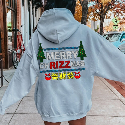 MERRY CHRIZZMAS Printed Back Unisex Cotton Hoodie