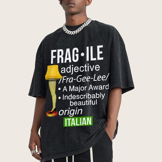 Funny Christmas Fragile Major Award Leg Lamp Vintage Distressed T-shirt