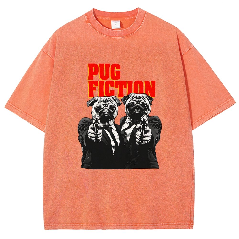 Pug Fiction Vintage Distressed T-shirt