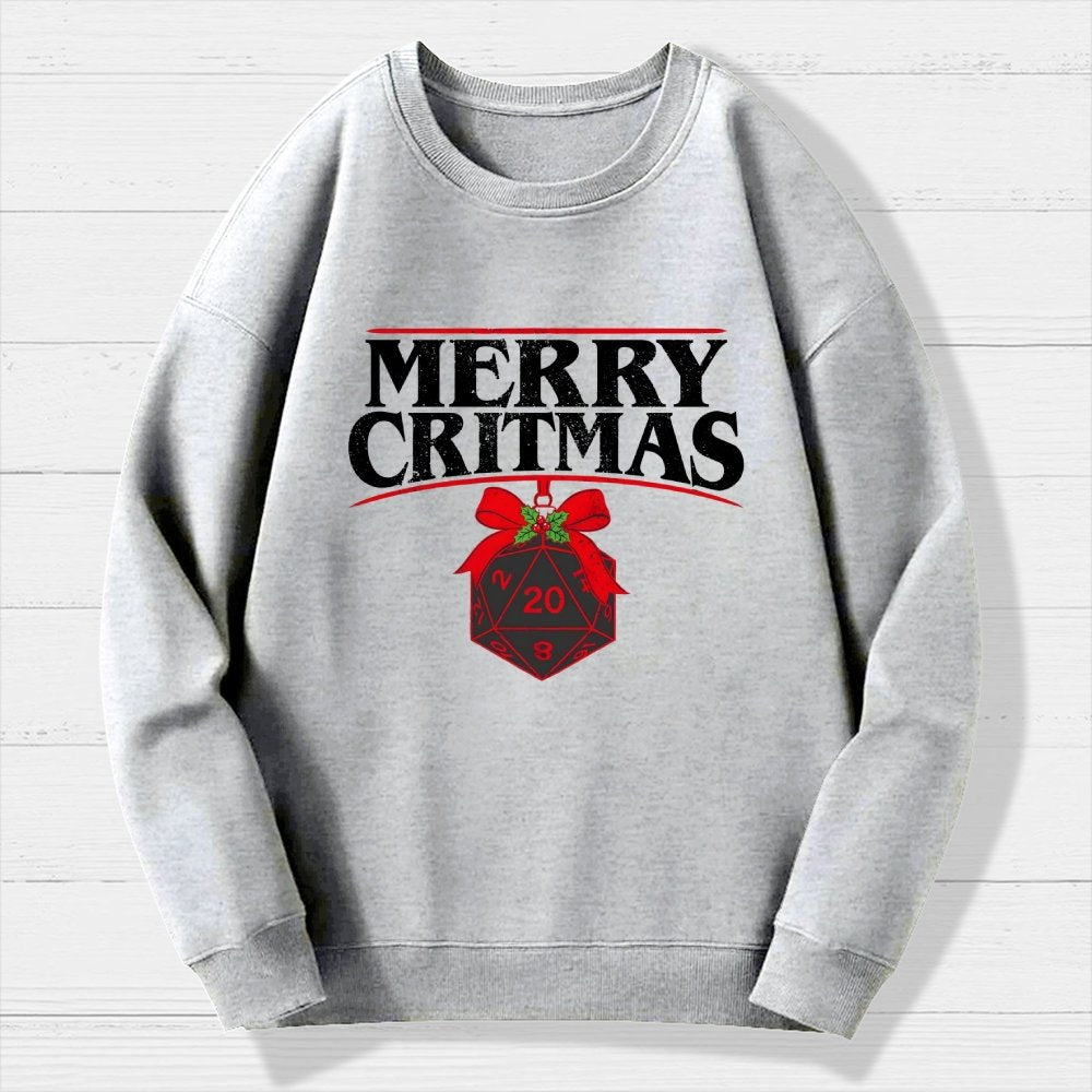 Merry Critmas D20 Holiday Geek Cotton Sweatshirt