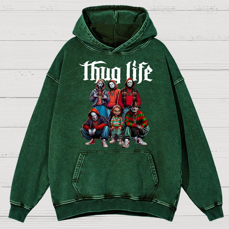 Thug Life Horror Movie Halloween Vintage Distressed Hoodie