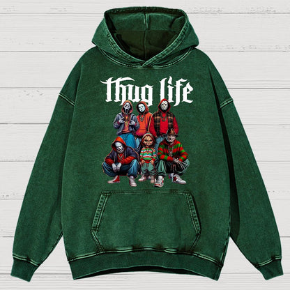 Thug Life Horror Movie Halloween Vintage Distressed Hoodie