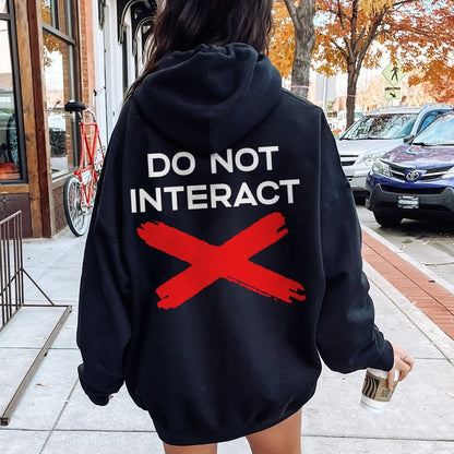 Do Not Interact Printed Back Unisex Cotton Hoodie