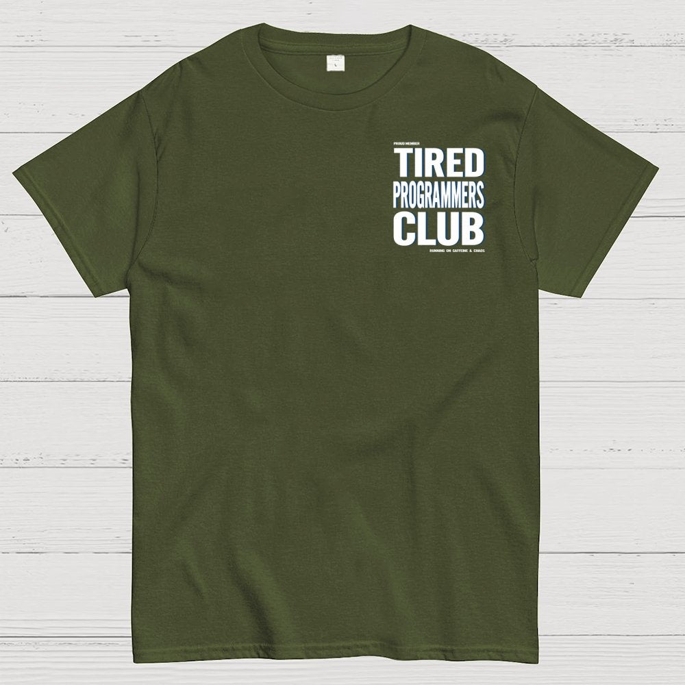 Tired Programmers Club Front And Back Printing Geek T-Shirt