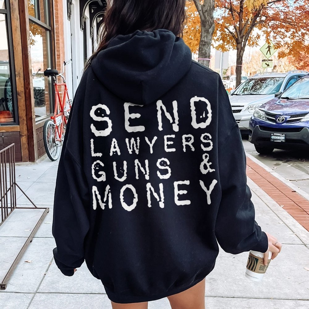 Send Lawyers Guns And Money Printed Back Unisex Cotton Hoodie