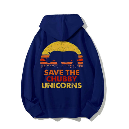 Save The Chubby Unicorns  Printed Back Unisex Cotton Hoodie