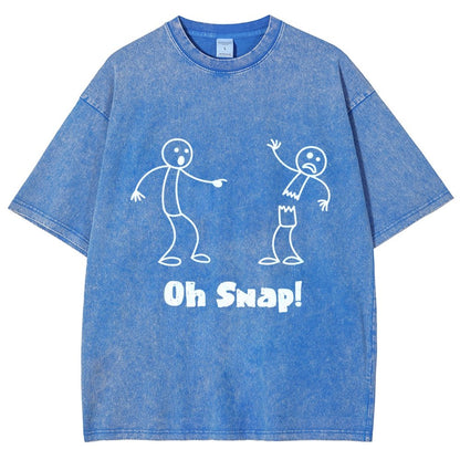 Oh Snap Funny Stick Figure Slogan Saying Vintage Distressed T-shirt