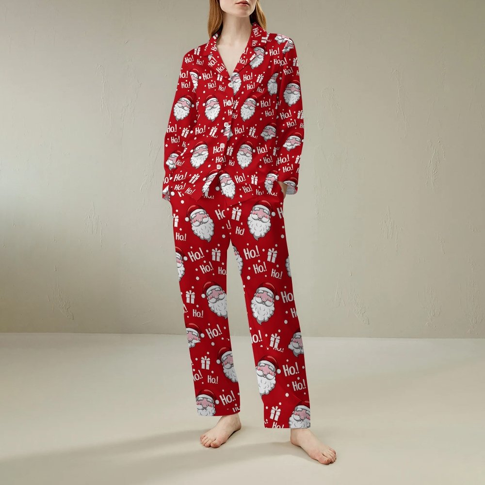 Unisex Christmas Print Geek Long Sleeve Pajama Set