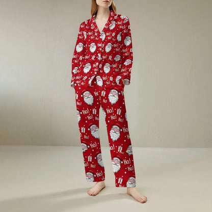 Unisex Christmas Print Geek Long Sleeve Pajama Set