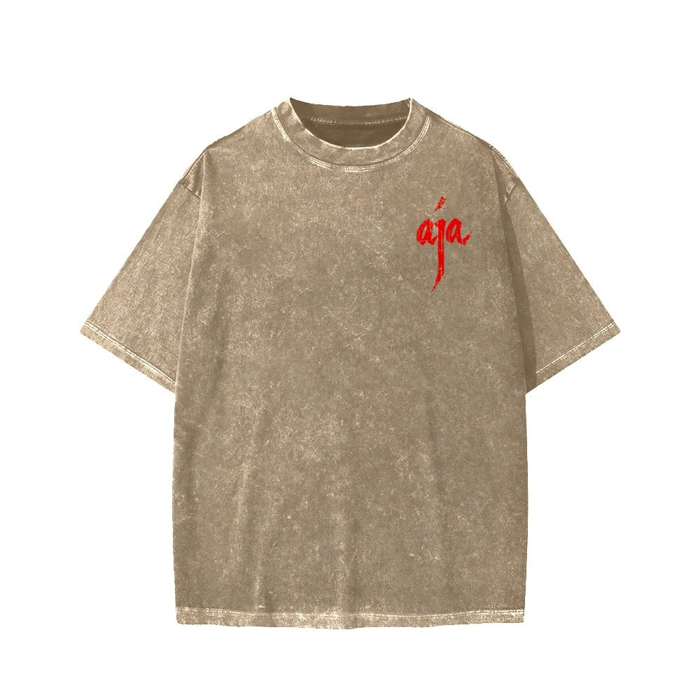 Aja Front And Back Printing Washed T-shirt