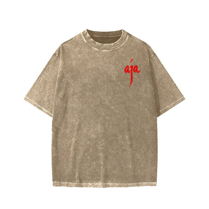 Aja Front And Back Printing Washed T-shirt