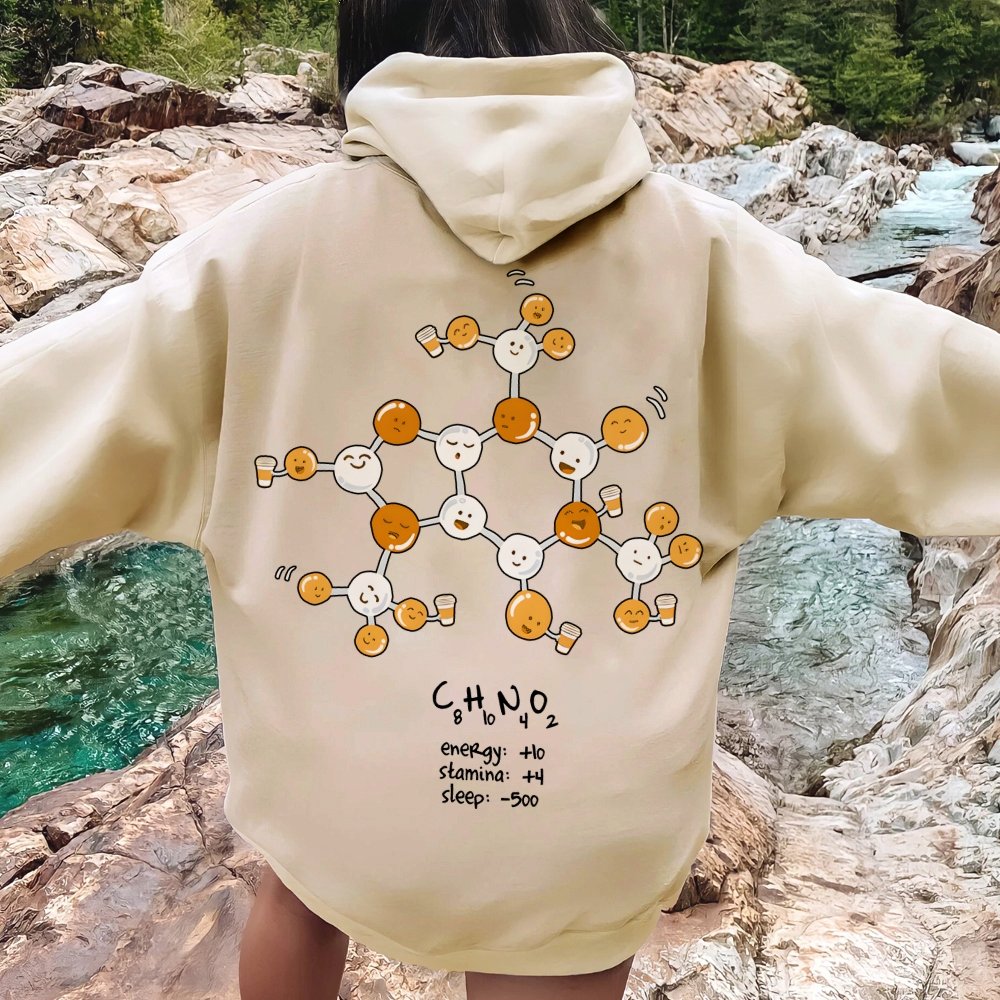 Caffeine Power Up Printed Back Unisex Cotton Hoodie